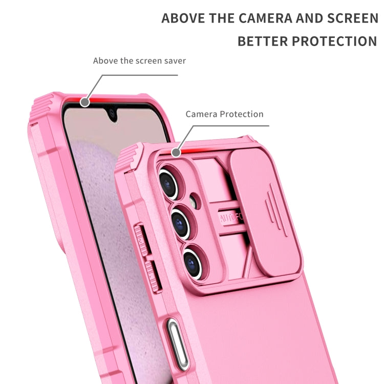 For Samsung Galaxy A14 5G Stereoscopic Holder Sliding Camshield Phone Case(Pink) - free shipping - PMC TechLife - Order now!