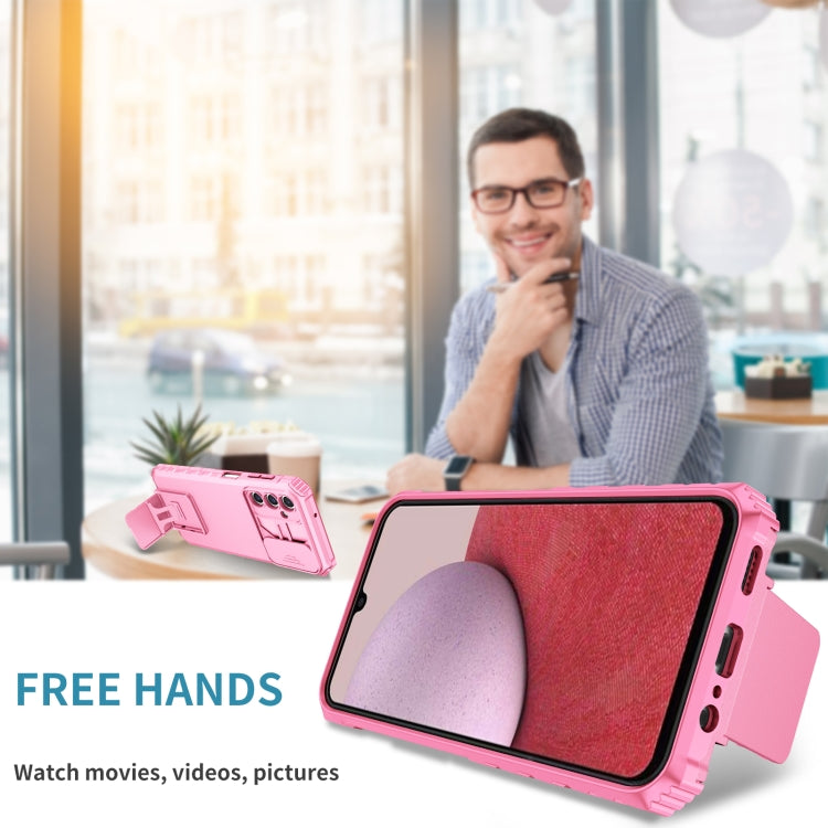 For Samsung Galaxy A14 5G Stereoscopic Holder Sliding Camshield Phone Case(Pink) - free shipping - PMC TechLife - Order now!