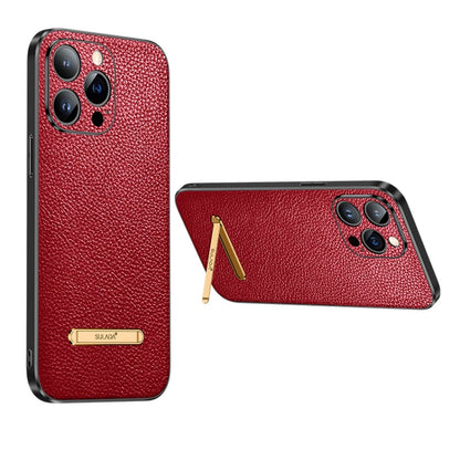 For iPhone 14 Plus SULADA Invisible Bracket Leather Back Cover Phone Case(Red) - iPhone 14 Plus Cases by SULADA | Online Shopping South Africa | PMC Jewellery | Buy Now Pay Later Mobicred