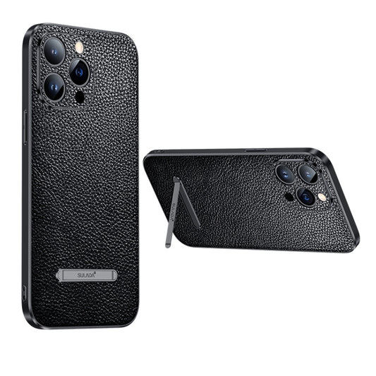 For iPhone 14 Pro Max SULADA Invisible Bracket Leather Back Cover Phone Case(Black) - iPhone 14 Pro Max Cases by SULADA | Online Shopping South Africa | PMC Jewellery | Buy Now Pay Later Mobicred