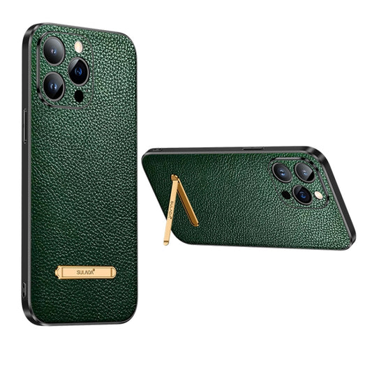 For iPhone 13 Pro Max SULADA Invisible Bracket Leather Back Cover Phone Case(Dark Green) - iPhone 13 Pro Max Cases by SULADA | Online Shopping South Africa | PMC Jewellery | Buy Now Pay Later Mobicred