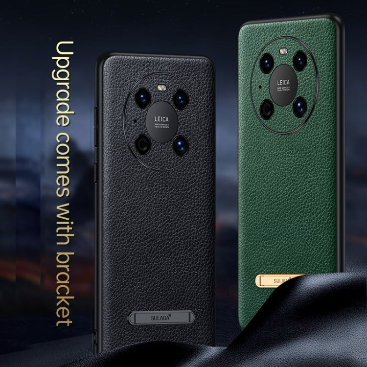 For Huawei Mate 40 Pro SULADA Invisible Bracket Leather Back Cover Phone Case(Dark Green) - Huawei Cases by SULADA | Online Shopping South Africa | PMC TechLife | Buy Now Pay Later Mobicred