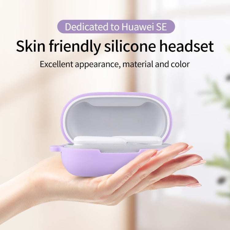 For Huawei FreeBuds SE Pure Color Bluetooth Earphone Silicone Case with Hook(Purple) - Huawei Earphone Case by PMC TechLife | Online Shopping South Africa | PMC TechLife | Buy Now Pay Later Mobicred