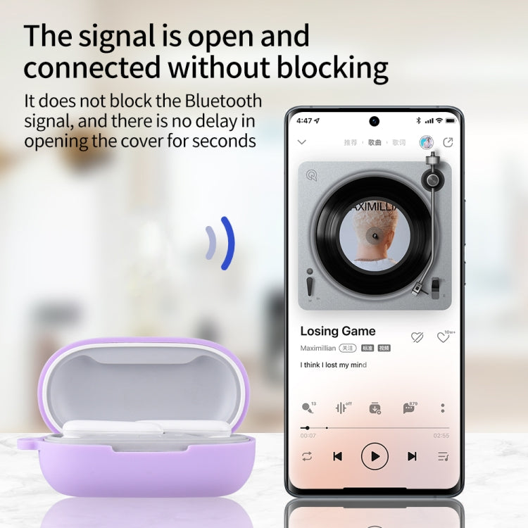 For Huawei FreeBuds SE Pure Color Bluetooth Earphone Silicone Case with Hook(Purple) - Huawei Earphone Case by PMC TechLife | Online Shopping South Africa | PMC TechLife | Buy Now Pay Later Mobicred