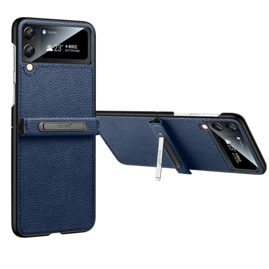 For Samsung Galaxy Z Flip3 5G SULADA Invisible Bracket Leather Back Cover Phone Case(Blue) - Galaxy Phone Cases by SULADA | Online Shopping South Africa | PMC Jewellery