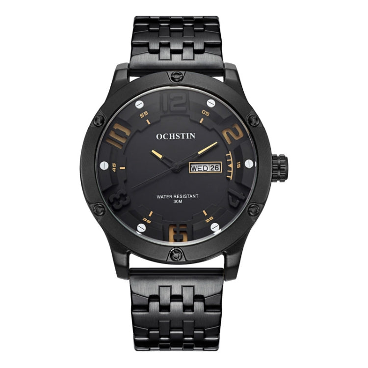 OCHSTIN 7255 Fashion Steel Strap Day-date Quartz Men Watch(Black Beige) - Metal Strap Watches by OCHSTIN | Online Shopping South Africa | PMC Jewellery | Buy Now Pay Later Mobicred