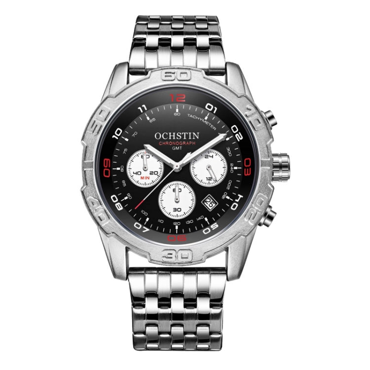 OCHSTIN 7260 Fashion Steel Strap Multifunctional Quartz Men Watch(Silver+Black) - Metal Strap Watches by OCHSTIN | Online Shopping South Africa | PMC Jewellery | Buy Now Pay Later Mobicred