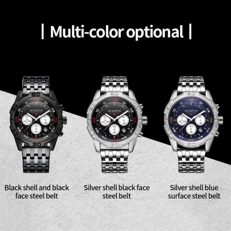 OCHSTIN 7260 Fashion Steel Strap Multifunctional Quartz Men Watch(Silver+Black) - Metal Strap Watches by OCHSTIN | Online Shopping South Africa | PMC Jewellery | Buy Now Pay Later Mobicred