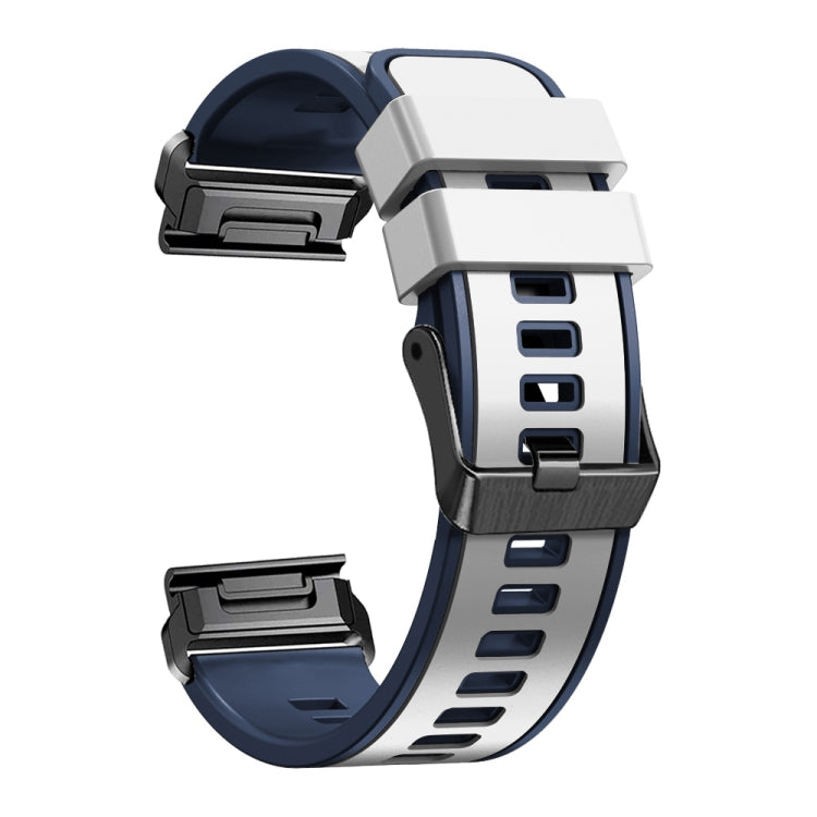 Compatible with Garmin Fenix 7 22mm Plain Weave Two-Color Quick Release Silicone Watch Band(White Blue) - free shipping - PMC TechLife - Order now!