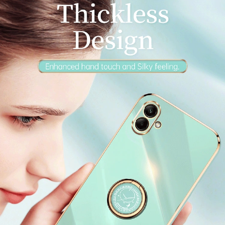 For Samsung Galaxy A04 4G XINLI Straight Edge 6D Electroplate TPU Phone Case with Ring Holder(White) - Galaxy Phone Cases by PMC TechLife | Online Shopping South Africa | PMC TechLife | Buy Now Pay Later Mobicred