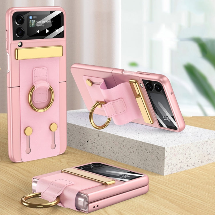 For Samsung Galaxy Z Flip3 5G GKK Ultrathin Shockproof Phone Case with Ring Holder / Wrist Strap(Pink) - Galaxy Phone Cases by GKK | Online Shopping South Africa | PMC Jewellery