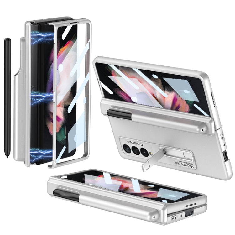 For Samsung Galaxy Z Fold3 5G GKK Full Coverage Magnetic Fold Hinge Shockproof Phone Case with Pen Slots(White) - Galaxy Phone Cases by GKK | Online Shopping South Africa | PMC TechLife | Buy Now Pay Later Mobicred