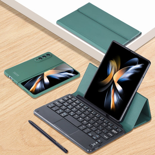 For Samsung Galaxy Z Fold4 GKK Magnetic Folding Bluetooth Keyboard Leather Case with Touchpad / Pen(Dark Green) - Samsung Keyboard by GKK | Online Shopping South Africa | PMC Jewellery