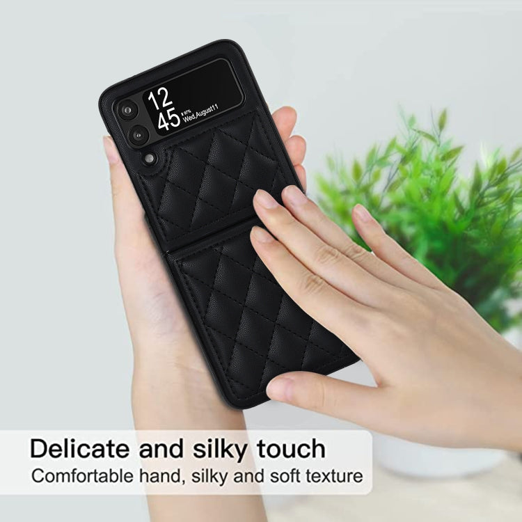 For Samsung Galaxy Z Flip4 Rhombic Microfiber Folding Phone Case(Black) - free shipping - PMC TechLife - Order now!
