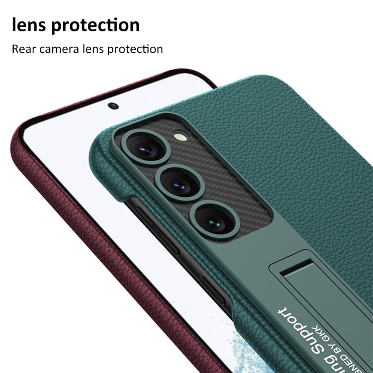 For Samsung Galaxy S23 5G GKK Plain Leather Shockproof Phone Case with Holder(Carbon Fiber) - Galaxy S23 5G Cases by GKK | Online Shopping South Africa | PMC TechLife