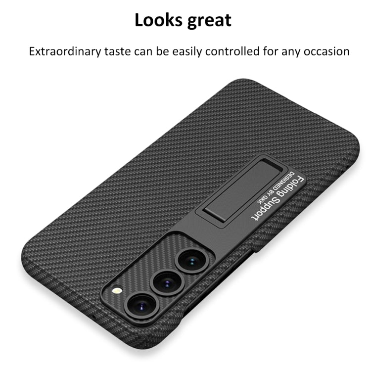 For Samsung Galaxy S23+ 5G GKK Plain Leather Shockproof Phone Case with Holder(Black) - Galaxy S23+ 5G Cases by GKK | Online Shopping South Africa | PMC TechLife | Buy Now Pay Later Mobicred