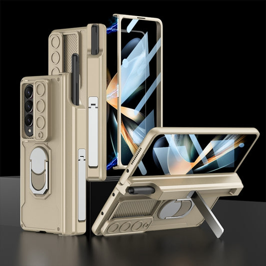 For Samsung Galaxy Z Fold4 GKK Integrated Magnetic Folding Phone Case with Pen Case(Champagne Gold) - Galaxy Z Fold4 5G Cases by GKK | Online Shopping South Africa | PMC Jewellery