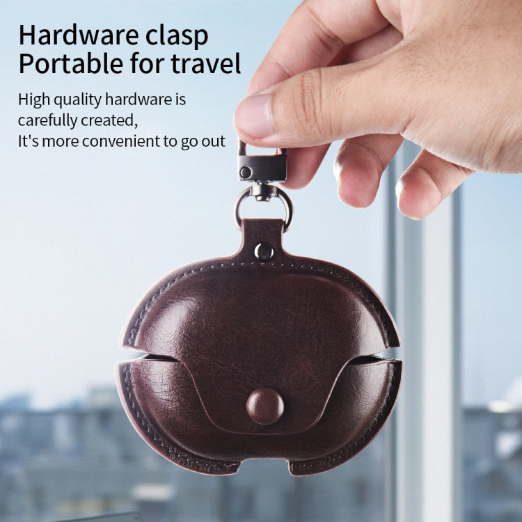 For Huawei FreeBuds Pro Business Leather Earphone Protective Case with Hook(Light Brown) - Huawei Earphone Case by PMC TechLife | Online Shopping South Africa | PMC TechLife