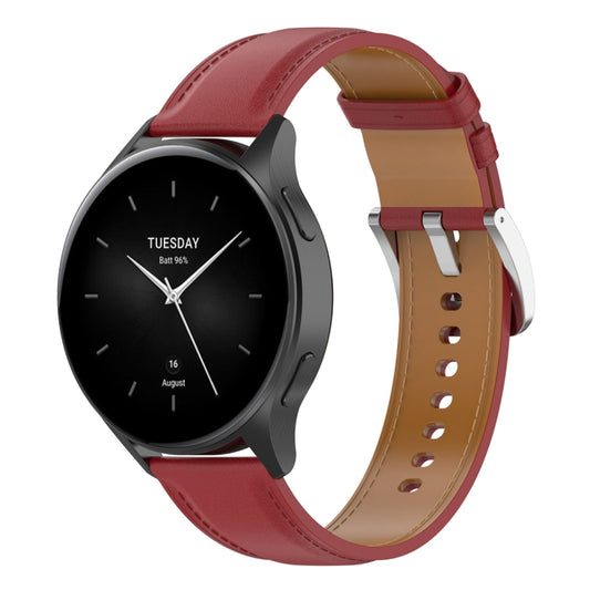 For Huawei Watch Buds/Xiaomi Watch S2 22mm Genuine Leather Watch Band(Red) - Watch Bands by PMC Jewellery | Online Shopping South Africa | PMC Jewellery | Buy Now Pay Later Mobicred