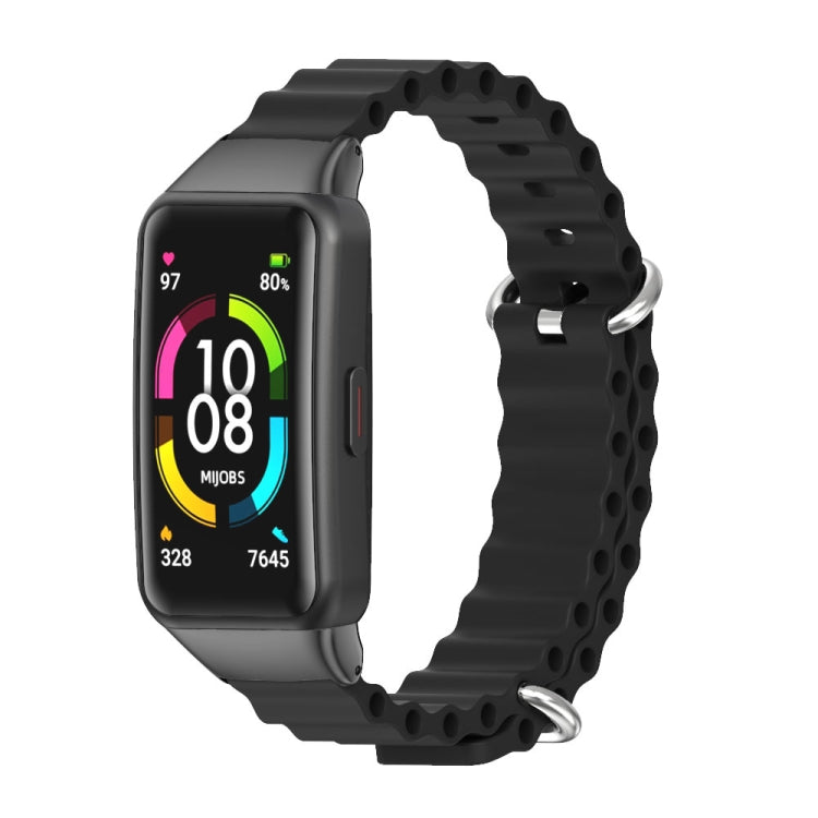 For Huawei Band 7 / 7 NFC MIJOBS CS Marine Silicone Breathable Watch Band(Black) - Watch Bands by MIJOBS | Online Shopping South Africa | PMC TechLife | Buy Now Pay Later Mobicred