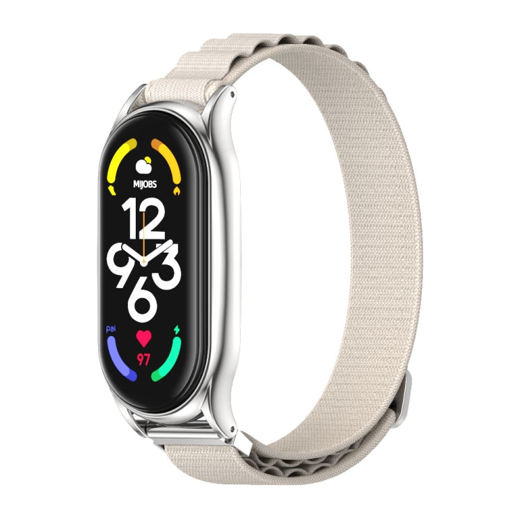 For Xiaomi Mi Band 7 / 7 NFC MIJOBS PLUS Nylon Breathable Watch Band(Grey Silver) - Watch Bands by MIJOBS | Online Shopping South Africa | PMC TechLife | Buy Now Pay Later Mobicred