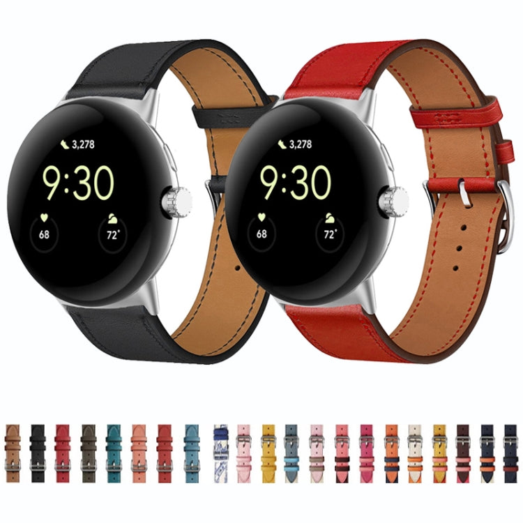 For Google Pixel Watch Genuine Leather Watch Band(Orange) - free shipping - PMC TechLife - Order now!