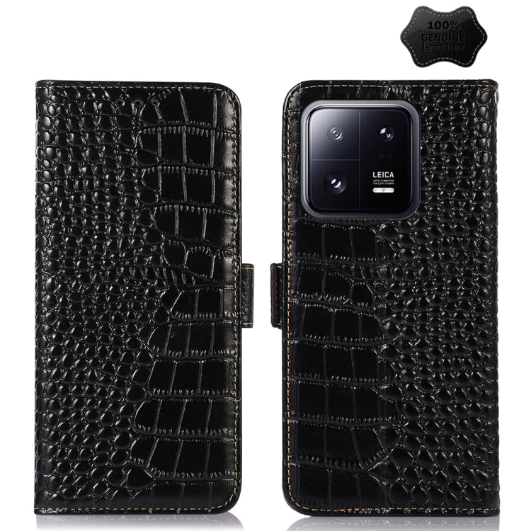 For Xiaomi 13 Pro Crocodile Top Layer Cowhide Leather Phone Case(Black) - 13 Pro Cases by PMC TechLife | Online Shopping South Africa | PMC TechLife