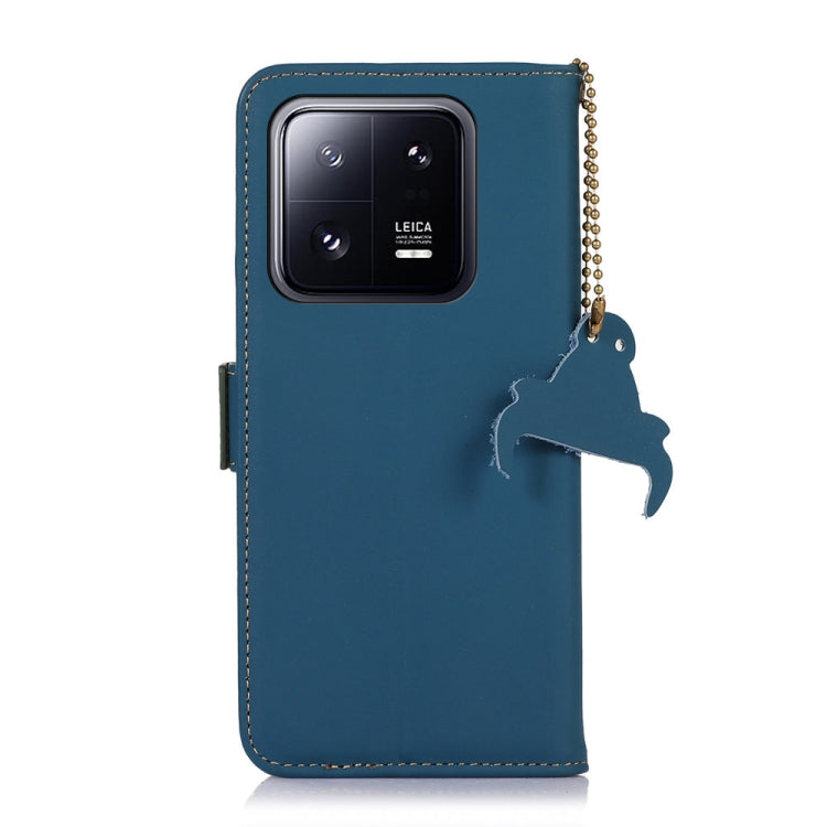 For Xiaomi 13 Genuine Leather Magnetic RFID Leather Phone Case(Blue) - 13 Cases by PMC TechLife | Online Shopping South Africa | PMC TechLife