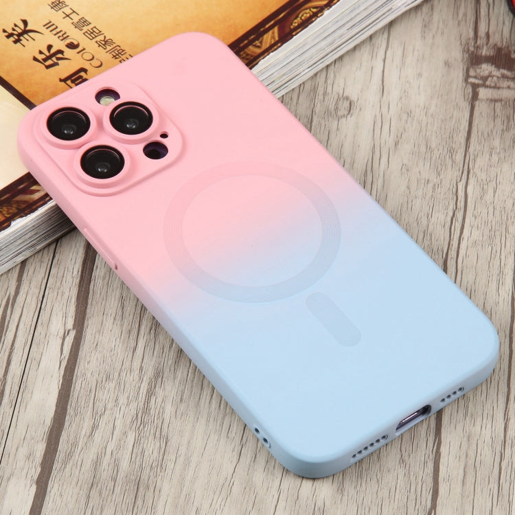 For iPhone 14 Pro Max Liquid TPU Silicone Gradient MagSafe Phone Case(Pink Blue) - iPhone 14 Pro Max Cases by PMC Jewellery | Online Shopping South Africa | PMC Jewellery