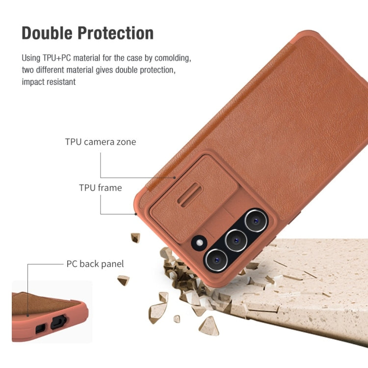 For Samsung Galaxy S23+ 5G NILLKIN QIN Series Pro Sliding Camera Cover Design Leather Phone Case(Brown) - Galaxy S23+ 5G Cases by NILLKIN | Online Shopping South Africa | PMC Jewellery