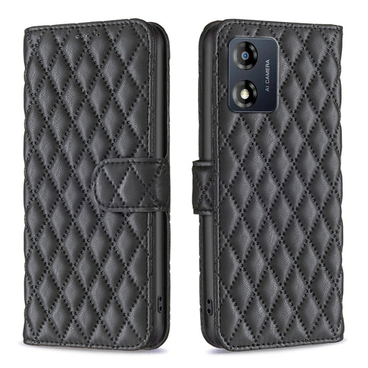 For Motorola Moto E13 4G Diamond Lattice Wallet Leather Flip Phone Case(Black) - Motorola Cases by PMC Jewellery | Online Shopping South Africa | PMC Jewellery