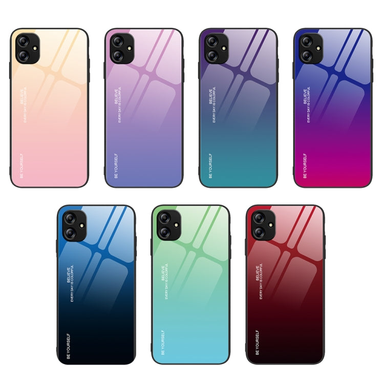 For Samsung Galaxy A04e Gradient Color Glass Phone Case(Purple Red) - free shipping - PMC TechLife - Order now!