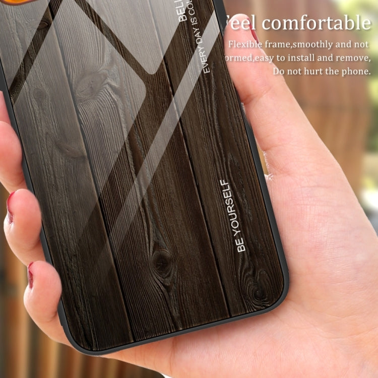 For Xiaomi Redmi 12C Wood Grain Glass Phone Case(Coffee) - Xiaomi Cases by PMC TechLife | Online Shopping South Africa | PMC TechLife