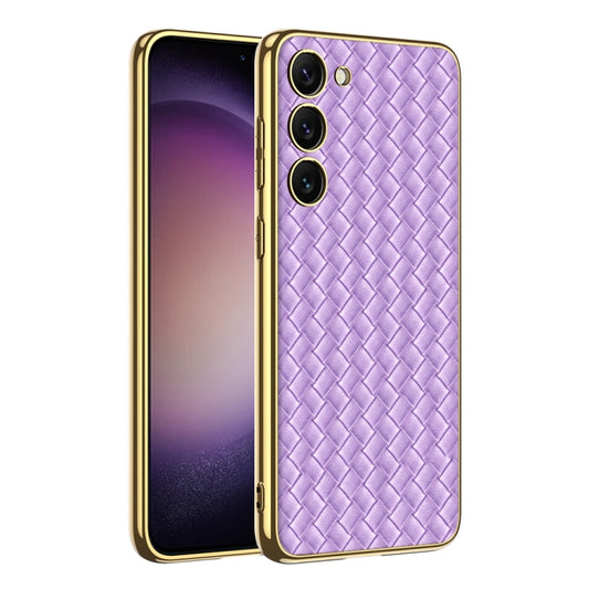 For Samsung Galaxy S23+ 5G GKK Weave Texture Electroplating PU Protective Phone Case(Purple) - Galaxy S23+ 5G Cases by GKK | Online Shopping South Africa | PMC Jewellery