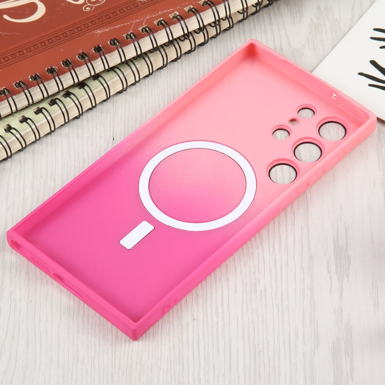 For Samsung Galaxy S22 5G Liquid TPU Silicone Gradient MagSafe Phone Case(Pink Red) - Galaxy S22 5G Cases by PMC TechLife | Online Shopping South Africa | PMC TechLife