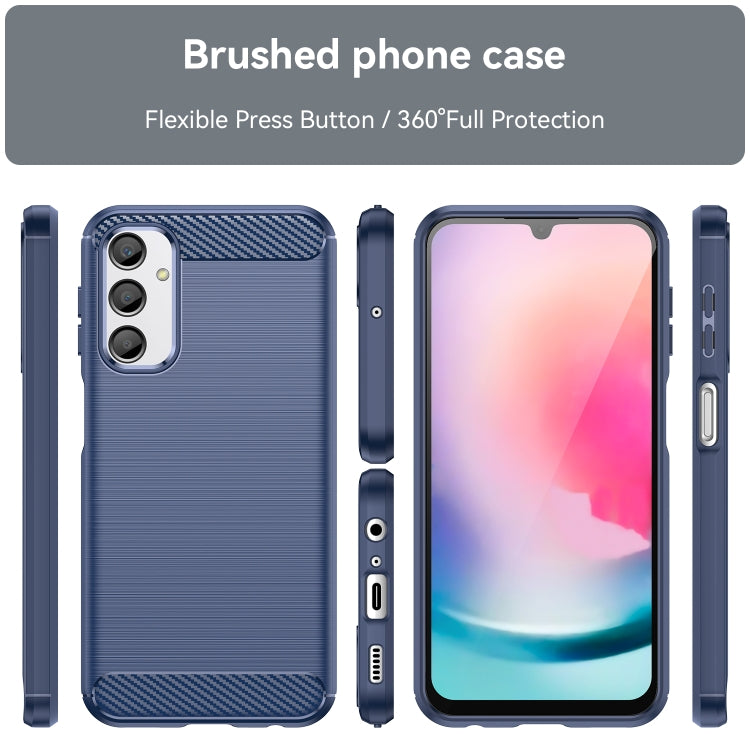 For Samsung Galaxy A24 4G Brushed Texture Carbon Fiber TPU Phone Case(Blue) - free shipping - PMC TechLife - Order now!