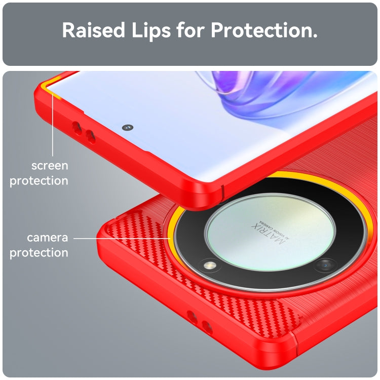 For Honor Magic5 Lite Brushed Texture Carbon Fiber TPU Phone Case(Red) - Honor Cases by PMC TechLife | Online Shopping South Africa | PMC TechLife