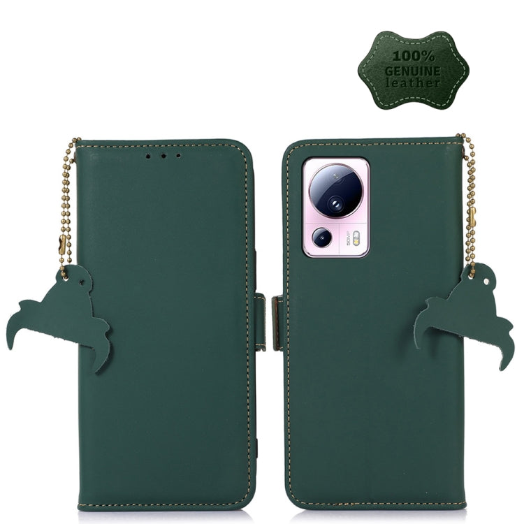 For Xiaomi 13 Lite / Civi 2 Genuine Leather Magnetic RFID Leather Phone Case(Green) - 13 Lite Cases by PMC Jewellery | Online Shopping South Africa | PMC Jewellery