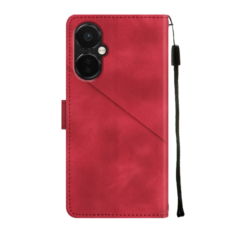 For OnePlus Nord CE 3 5G Skin-feel Embossed Leather Phone Case(Red) - OnePlus Cases by PMC Jewellery | Online Shopping South Africa | PMC Jewellery