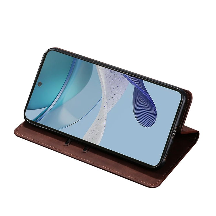 For OnePlus Ace 2/11R Skin Feel Magnetic Horizontal Flip Leather Phone Case(Dark Brown) - OnePlus Cases by PMC Jewellery | Online Shopping South Africa | PMC Jewellery