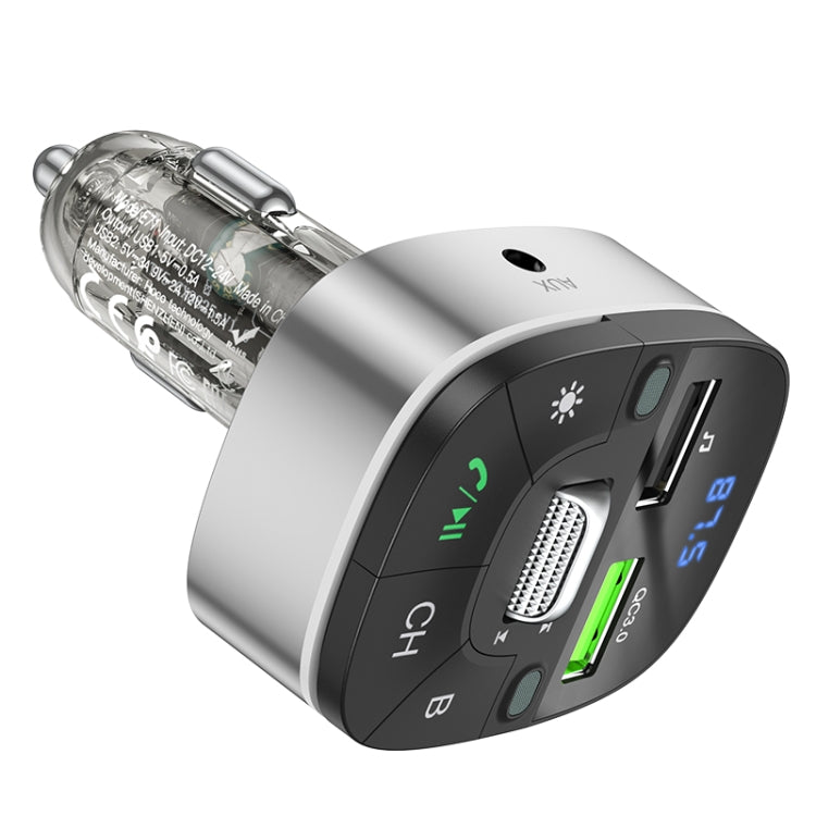 hoco E71 Car QC3.0 Fast Charge Bluetooth 5.0 MP3 Player FM Transmitter(Blue) - Car Charger by hoco | Online Shopping South Africa | PMC Jewellery