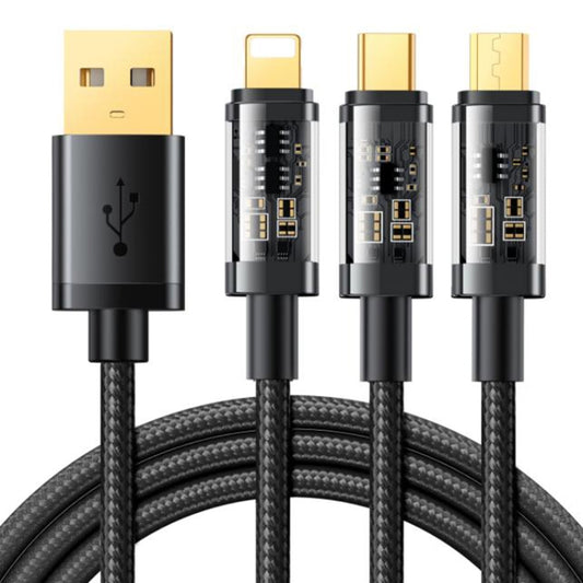 JOYROOM S-1T3015A5 1.2m 3.5A 3 in 1 USB to 8Pin + Type-C + Micro USB Fast Charging Data Cable(Black) - Multifunction Cable by JOYROOM | Online Shopping South Africa | PMC Jewellery