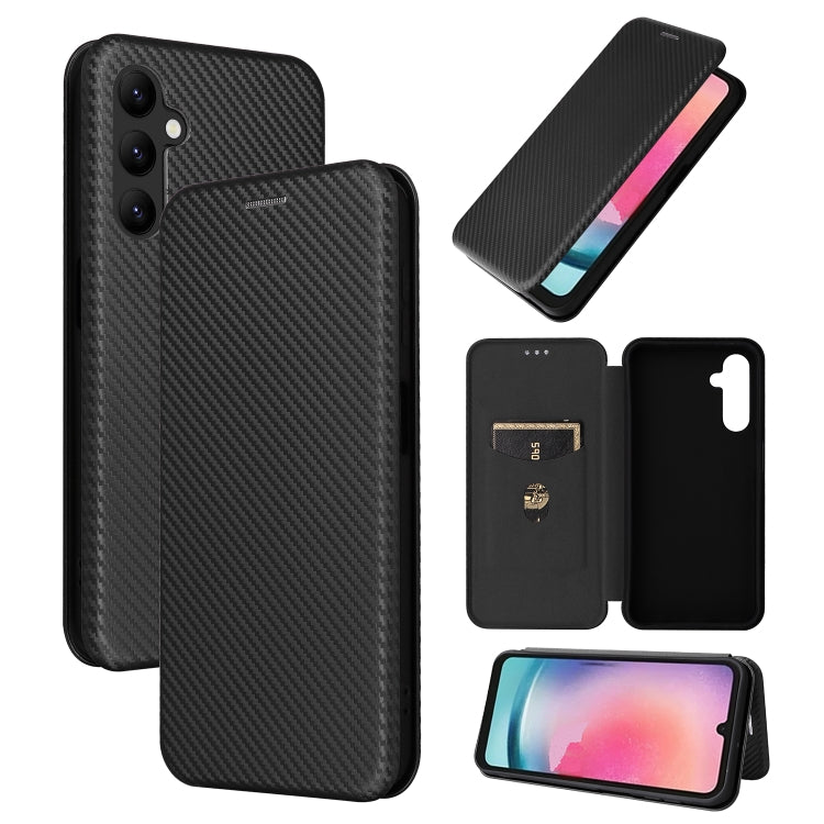 For Samsung Galaxy A24 4G Carbon Fiber Texture Flip Leather Phone Case(Black) - free shipping - PMC TechLife - Order now!