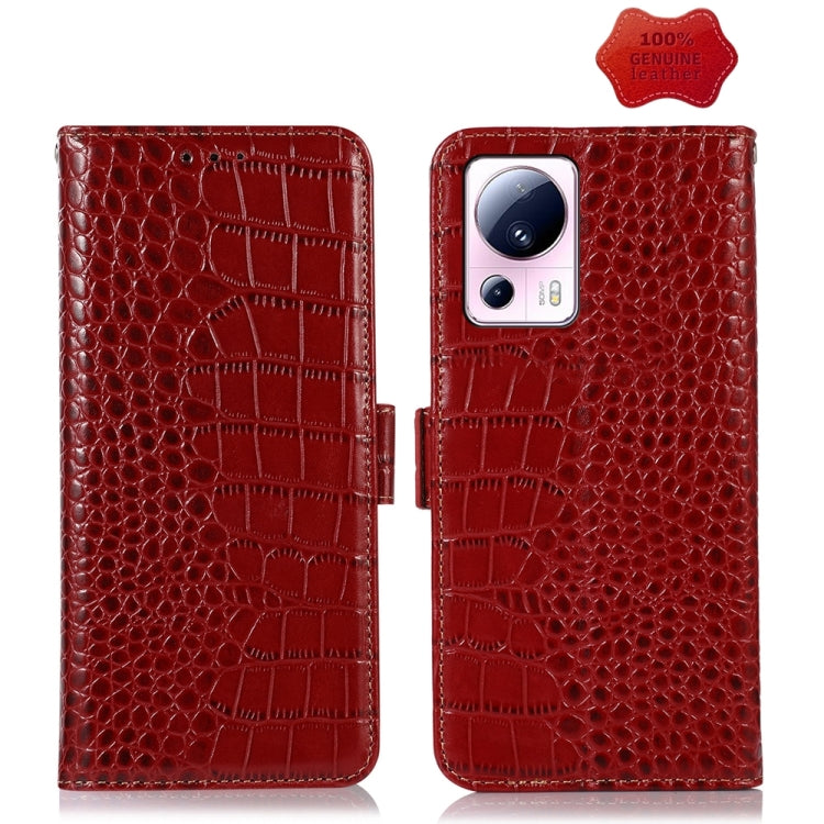 For Xiaomi 13 Lite / Civi 2 Crocodile Top Layer Cowhide Leather Phone Case(Red) - 13 Lite Cases by PMC TechLife | Online Shopping South Africa | PMC TechLife