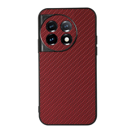 For OnePlus Ace 2 / 11R Accurate Hole Carbon Fiber Texture PU Phone Case(Red) - OnePlus Cases by PMC Jewellery | Online Shopping South Africa | PMC Jewellery