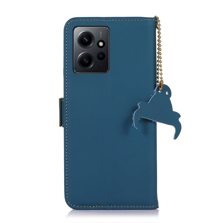 For Xiaomi Redmi Note 12 4G Global Genuine Leather Magnetic RFID Leather Phone Case(Blue) - Note 12 Cases by PMC TechLife | Online Shopping South Africa | PMC TechLife