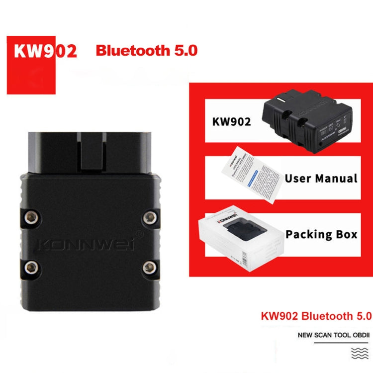 KONNWEI KW902 Bluetooth 5.0 OBD2 Car Fault Diagnostic Scan Tools Support IOS / Android(Orange) - Code Readers & Scan Tools by KONNWEI | Online Shopping South Africa | PMC Jewellery