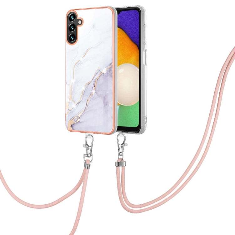 For Samsung Galaxy A54 5G Electroplating Marble IMD TPU Phone Case with Lanyard(White 006) - free shipping - PMC TechLife - Order now!