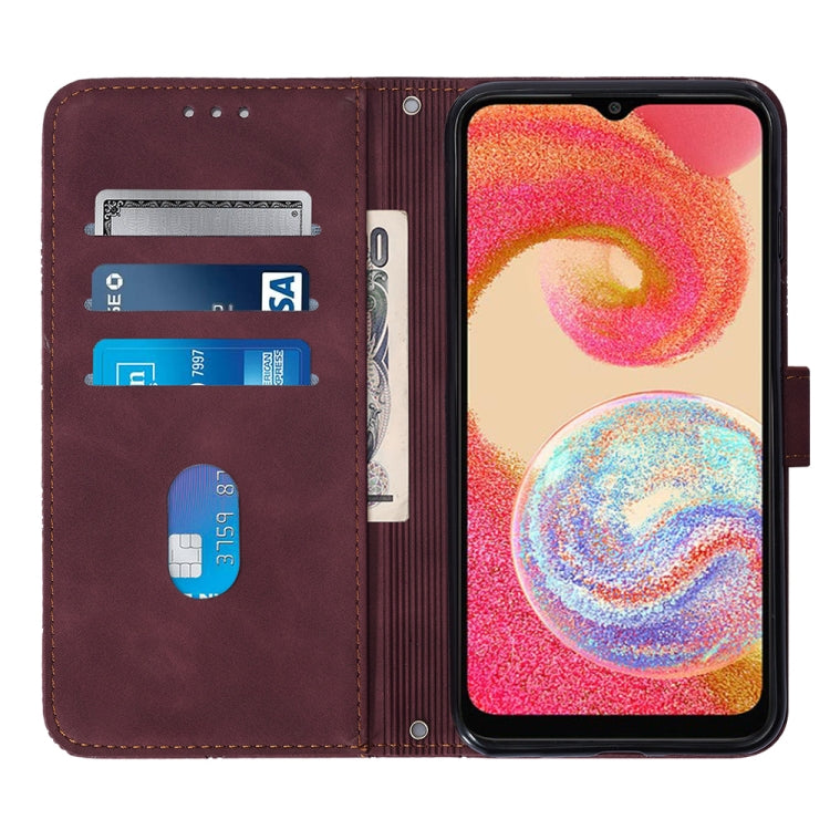 For Samsung Galaxy A04e Crossbody 3D Embossed Flip Leather Phone Case(Wine Red) - free shipping - PMC TechLife - Order now!