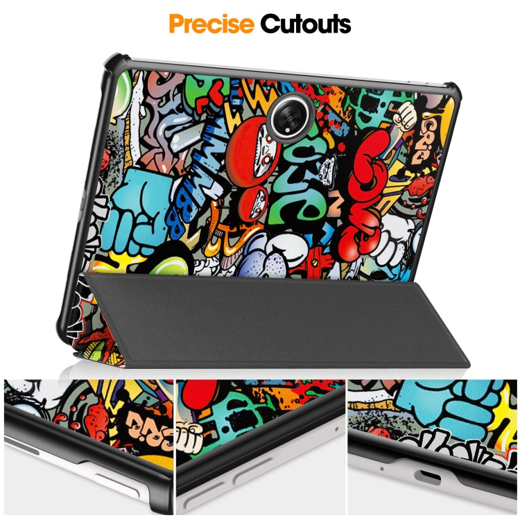 For OnePlus Pad Custer Painted 3-Fold Holder Smart Leather Tablet Case(Graffiti) - free shipping - PMC TechLife - Order now!